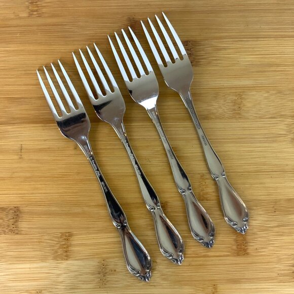 Oneida Strathmore Dinner Forks Set of 4 Deluxe Stainless Steel Flatware Vtg 90s - Picture 2 of 6